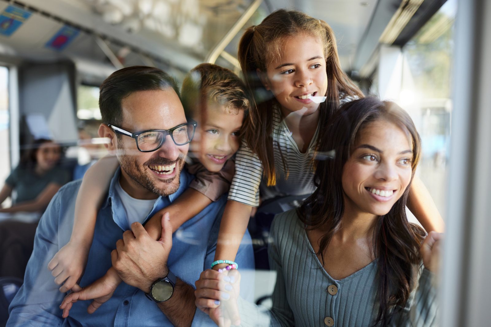 Family on train